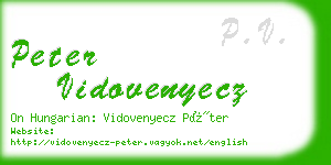 peter vidovenyecz business card